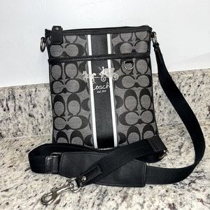 Coach Signature Monogram Rowan Crossbody - Black